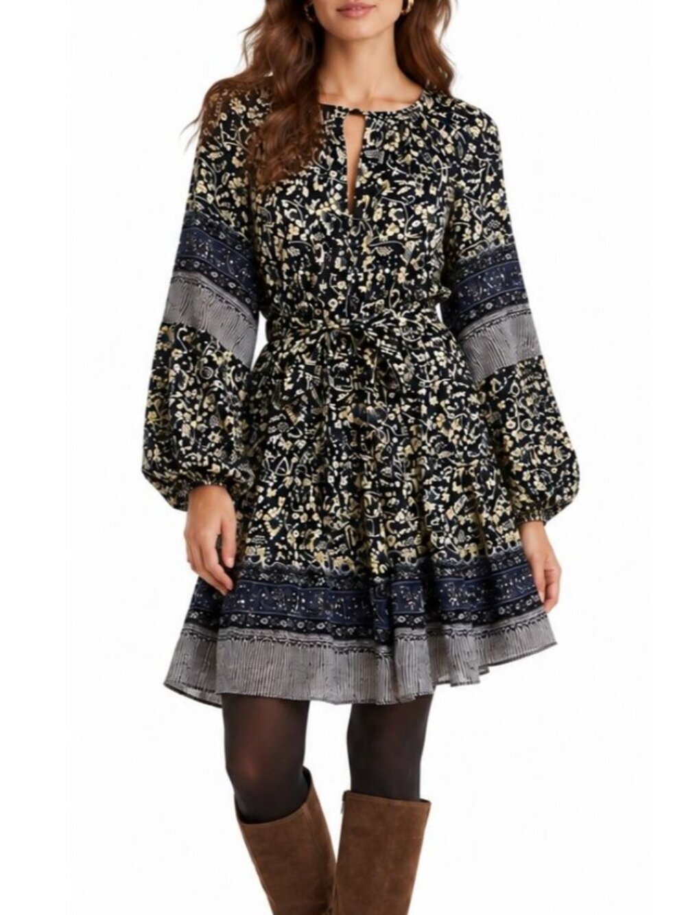 Ulla Johnson Abri Dress Raven Floral Batik Belted Mini